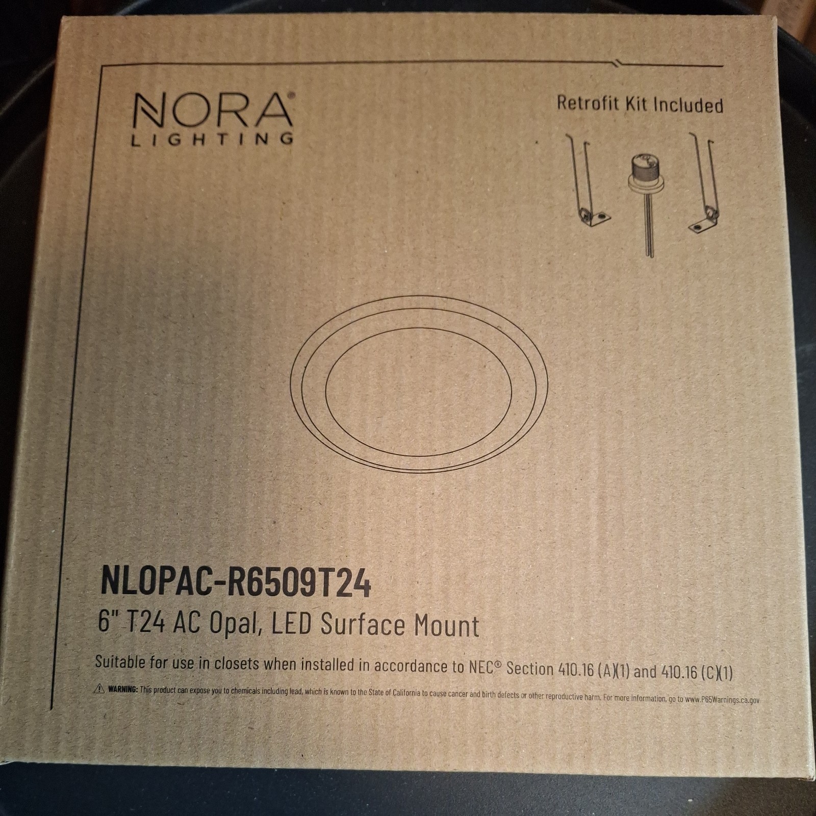 NEW 6" Nora Lighting NLOPAC-R6509T24 Opal Surface Mount LED  Retrofit Kit 3000K