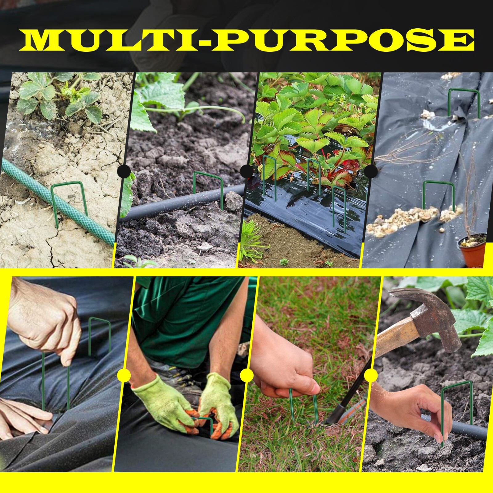 GREEN Landscape Staples 6 Inches 11 Gauge Galvanized Garden Stakes Fabric SOD