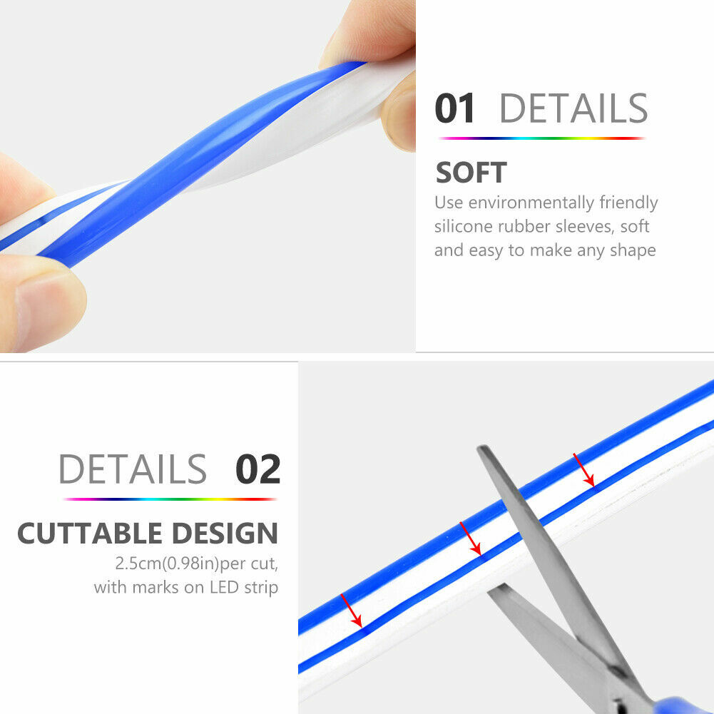 12V Flexible LED Strip Waterproof Sign Neon Lights Silicone Tube 1M 5M or 50M