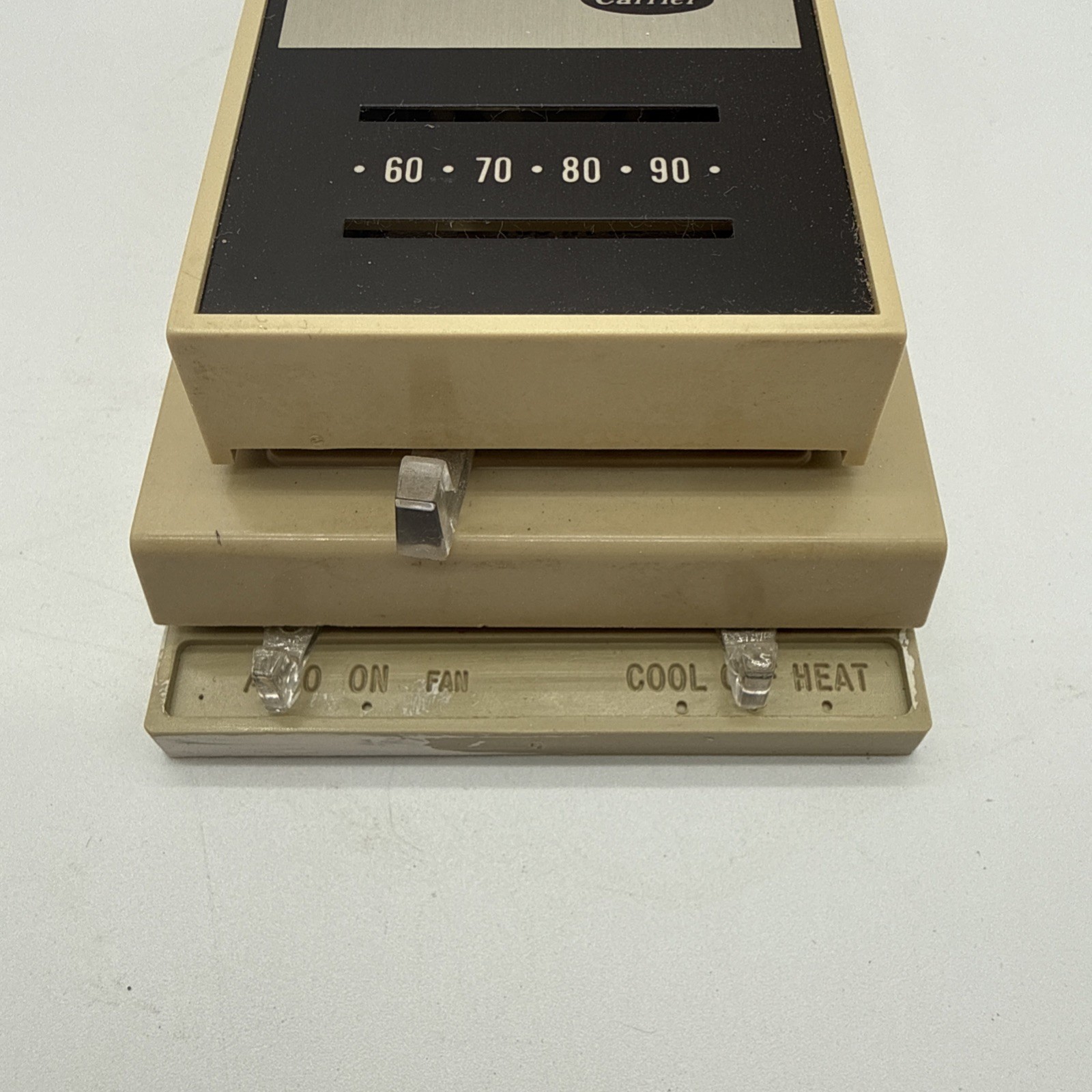 Vintage Carrier Honeywell Thermostat - Auto, On & Off - Cool, Off, Heat