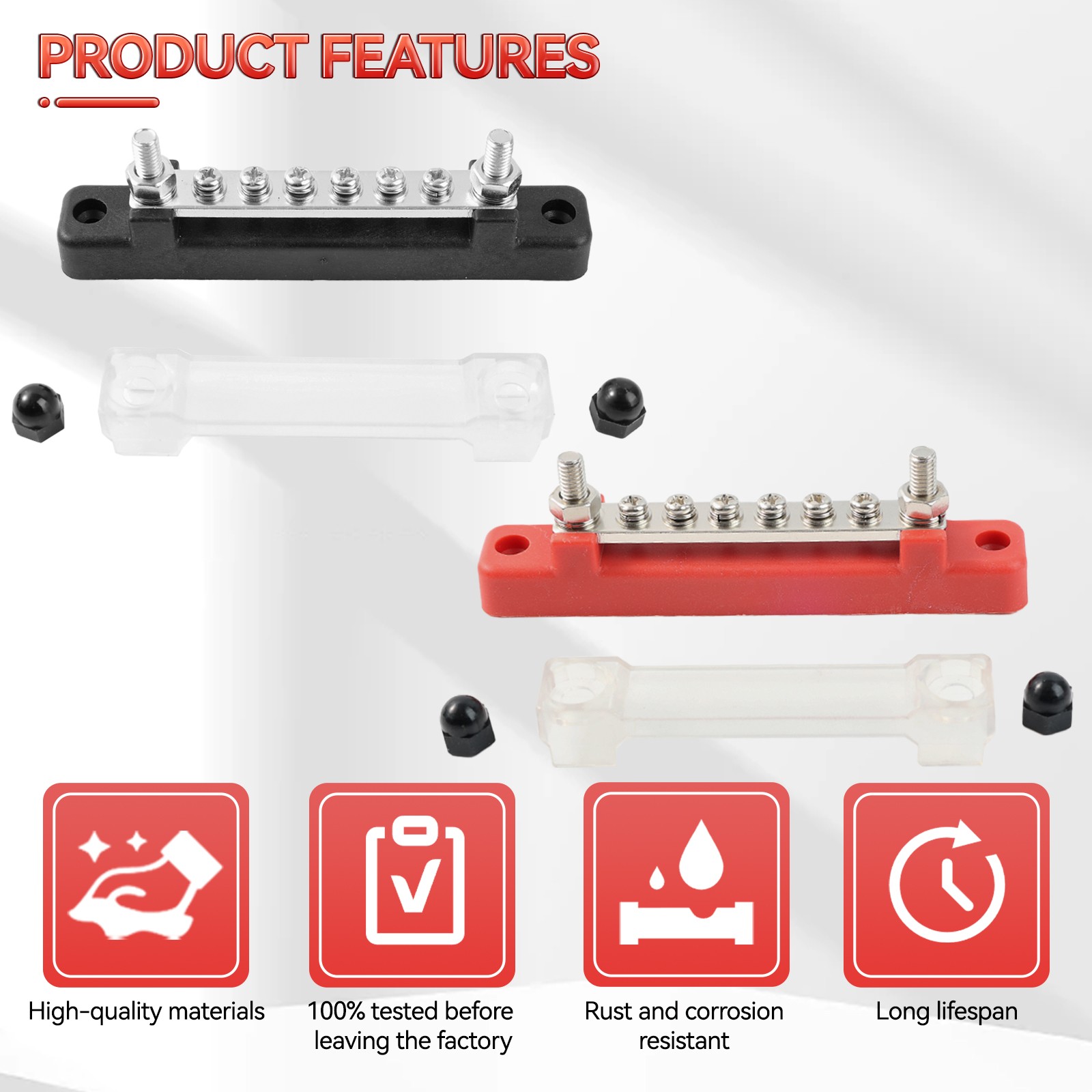 2x 12V Distribution Bus Bar Auto Boat Marine Power 6 Way Terminal Block Bus Bar