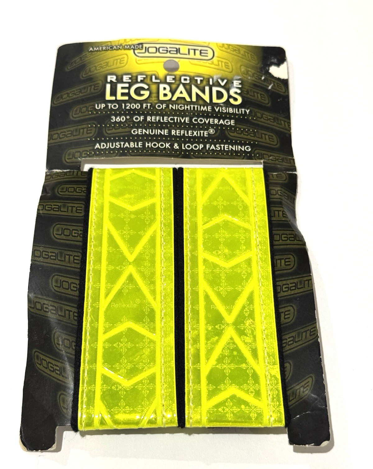 Jogalite Reflective Leg Bands Workout Walking Safety Yellow Work USA NEW READ