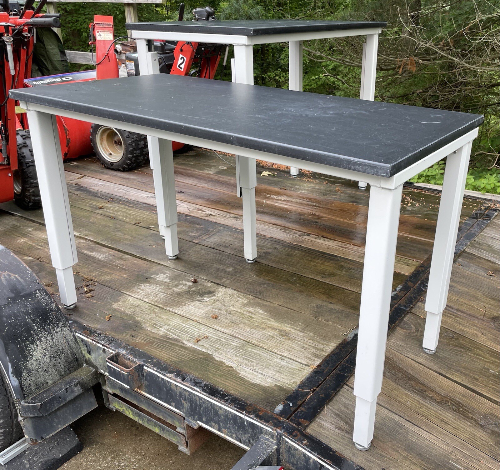 Lab Table 24"W x 48"D Black Top Light Gray Metal Adjustable Height Legs