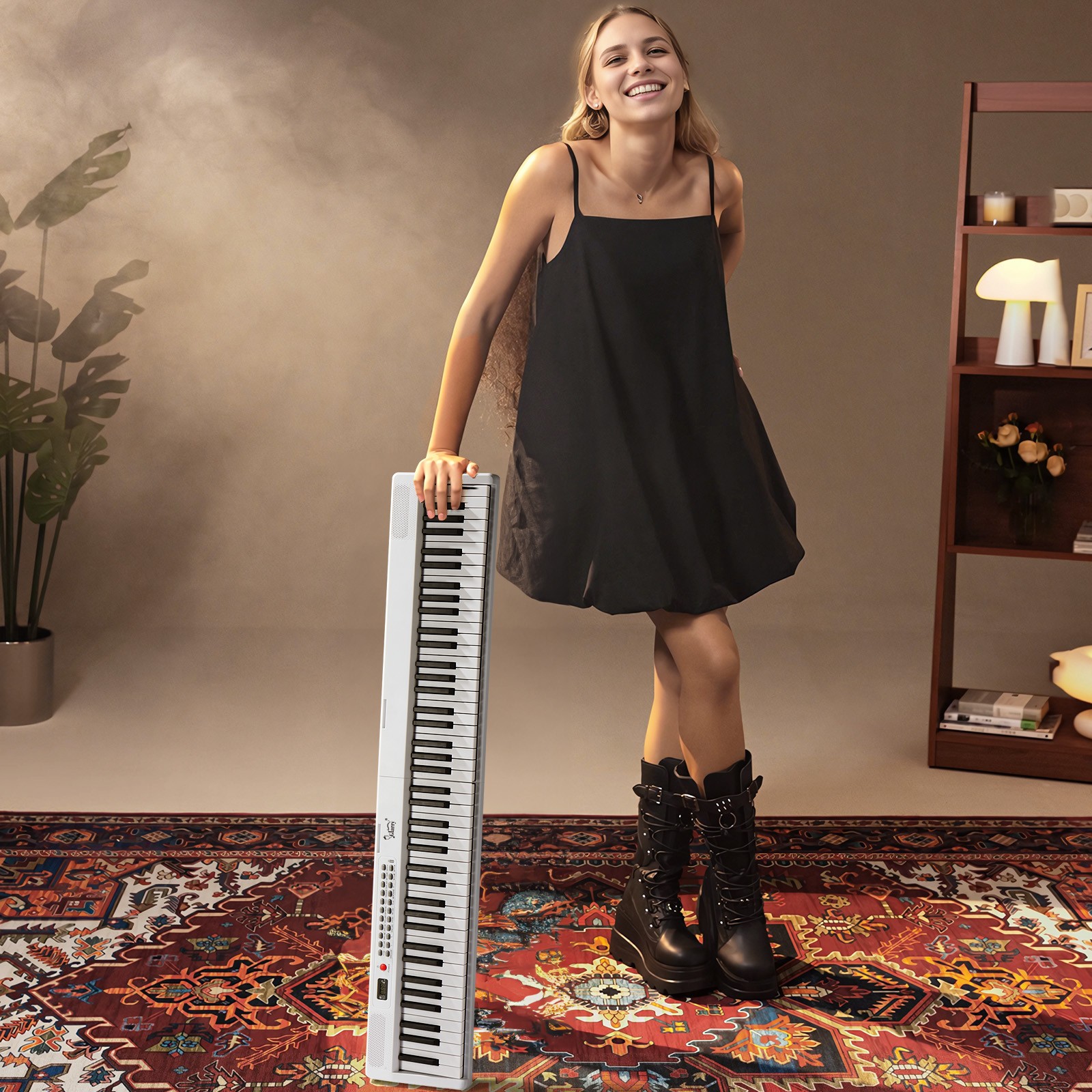 Glarry Foldable 88 Key Full Size Semi-Weighted Keyboards Digital Home Piano