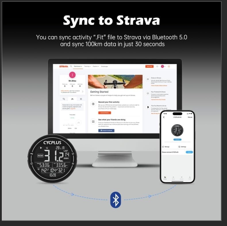 CYCPLUS Wireless GPS Bike Computer, ANT+ Bluetooth Cycling Speedometer Odometer