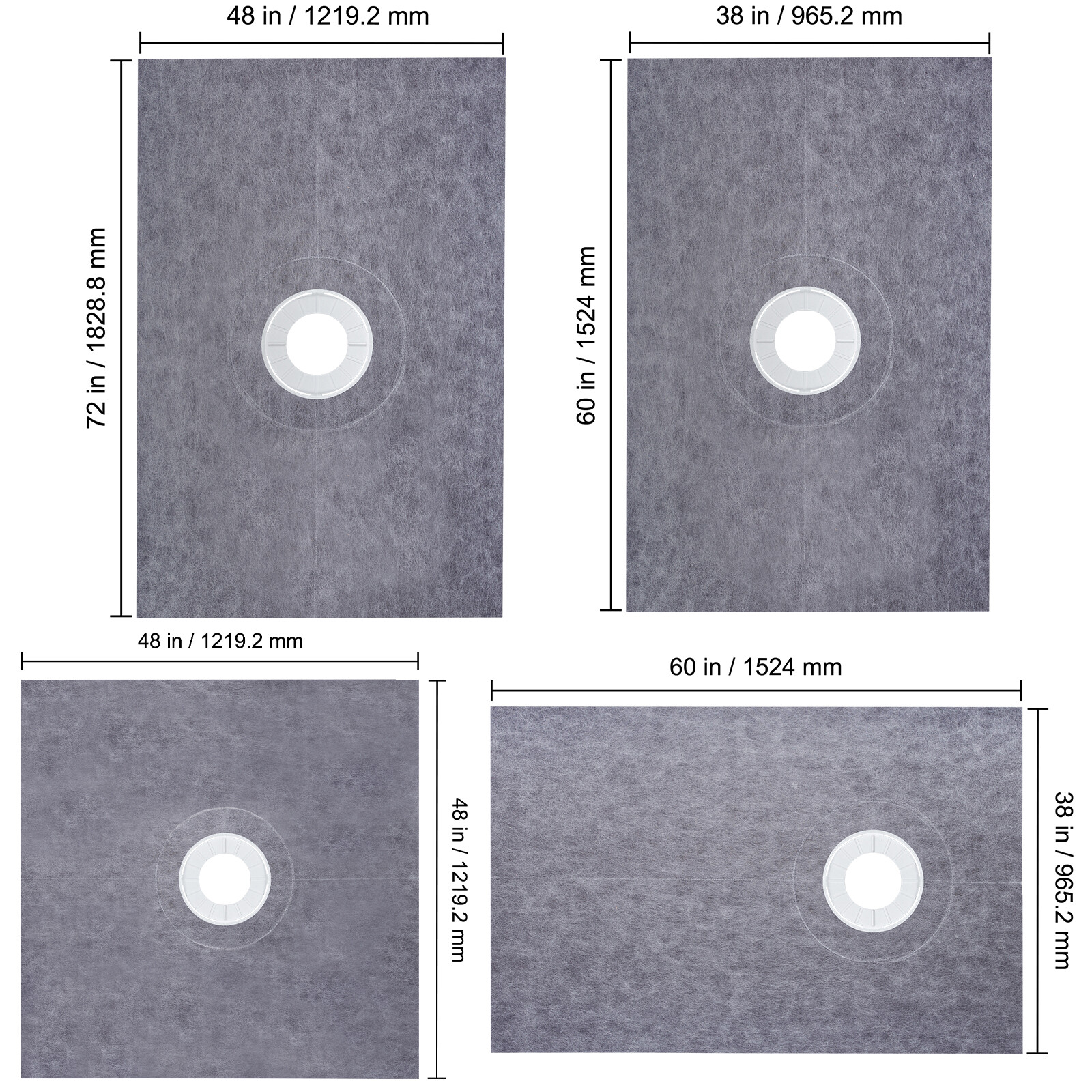 VEVOR Shower Tray Kit Shower Kit Curb 38-48x60-72'' Central/Offset Drain ABS/PVC
