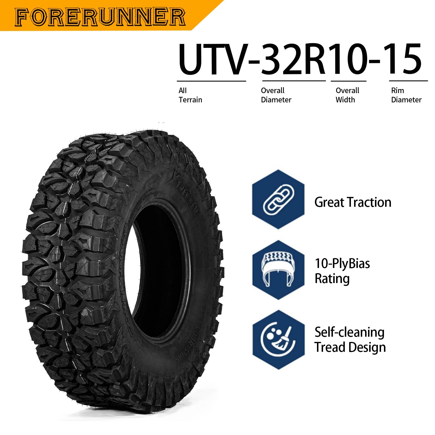 4X 32x10x15 10PR Radial 32x10R-15 ATV UTV Tires 32 10R 15 All Terrain Heavy Duty