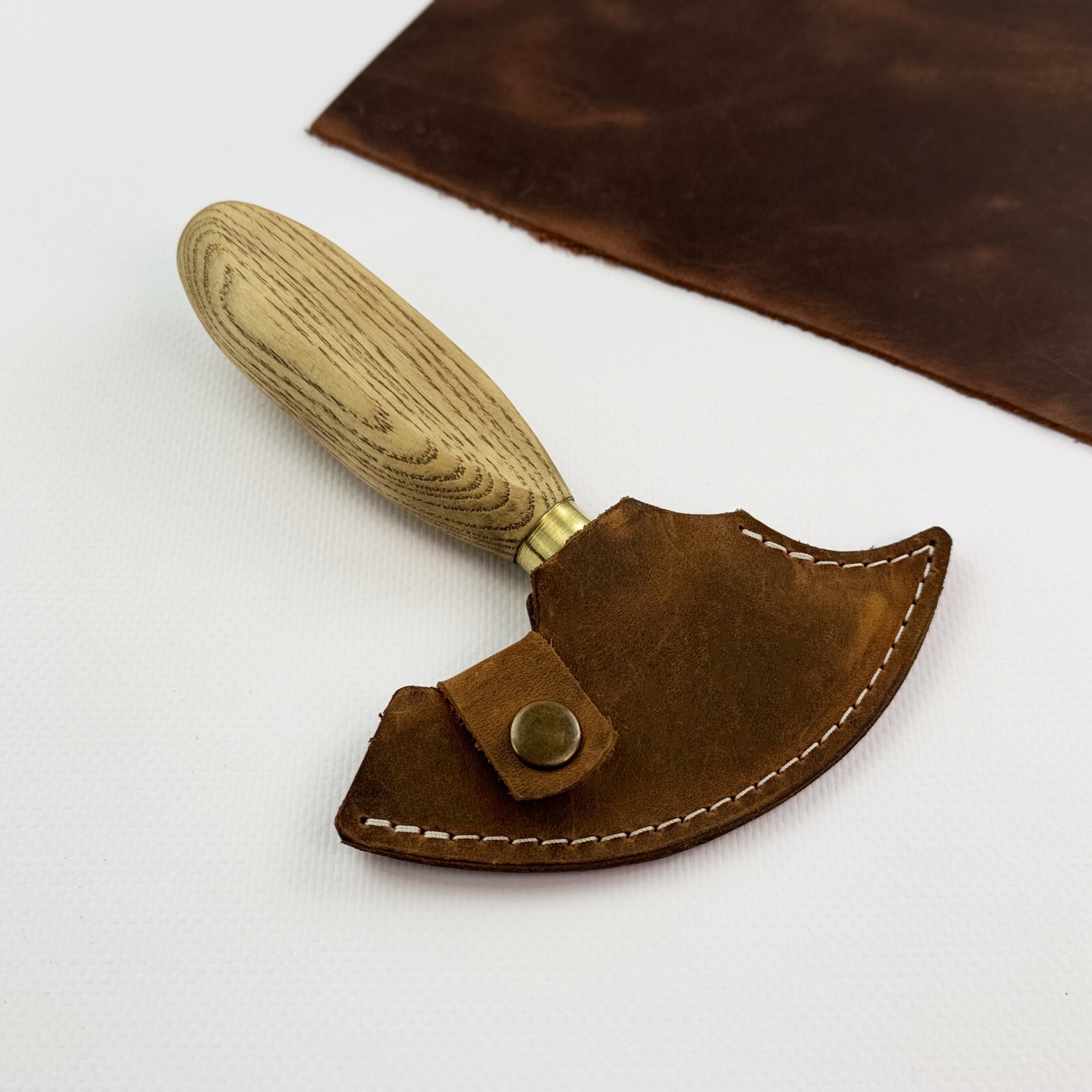 Hand-Forged Leather Round Knife – 52100 Carbon Steel. Leatherworking Knife.