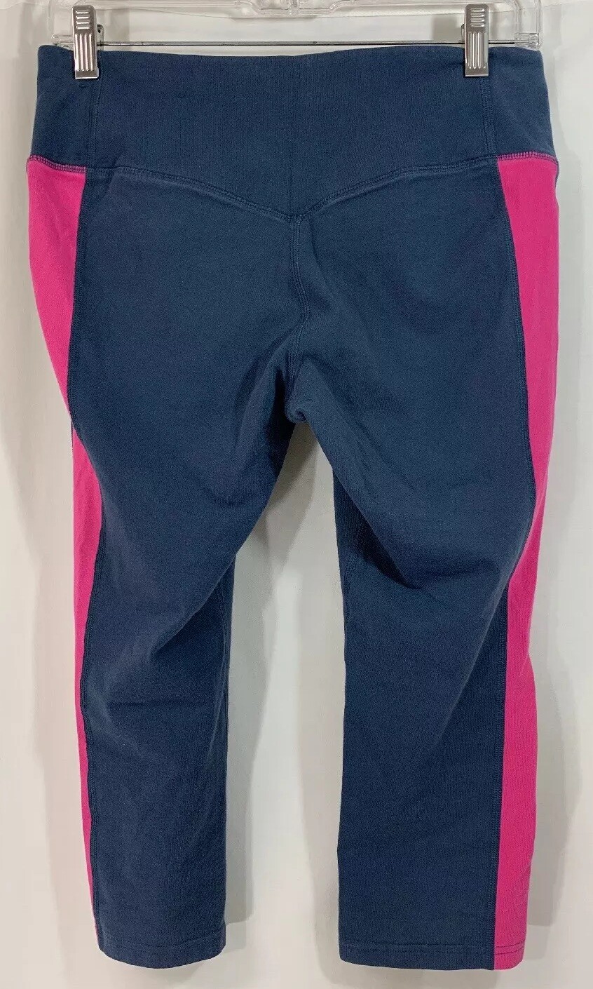 NIKE DRI FIT YOGA RUNNING FITNESS BLUE PINK CAPRI PANTS Size (M)