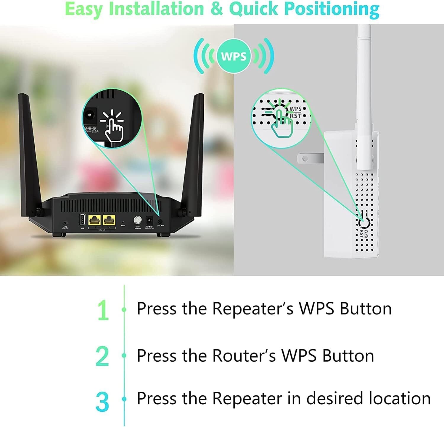 WiFi Extender Signal Booster Up to 5000sq.ft and 45 Devices, WiFi Range Extender