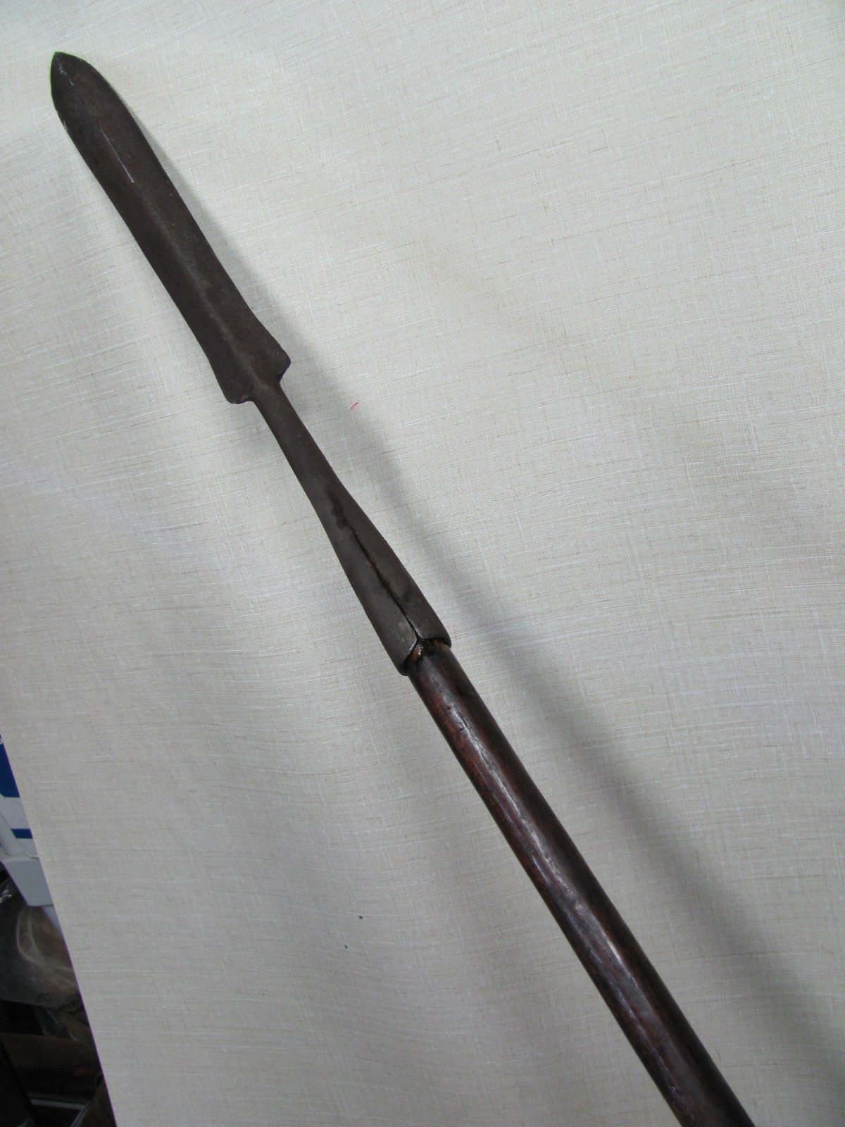 MAASAI SPEAR ASSEGAI TWO-SECTION AFRICAN LION SPEAR 66 INCHES HAND FORGED GOOD