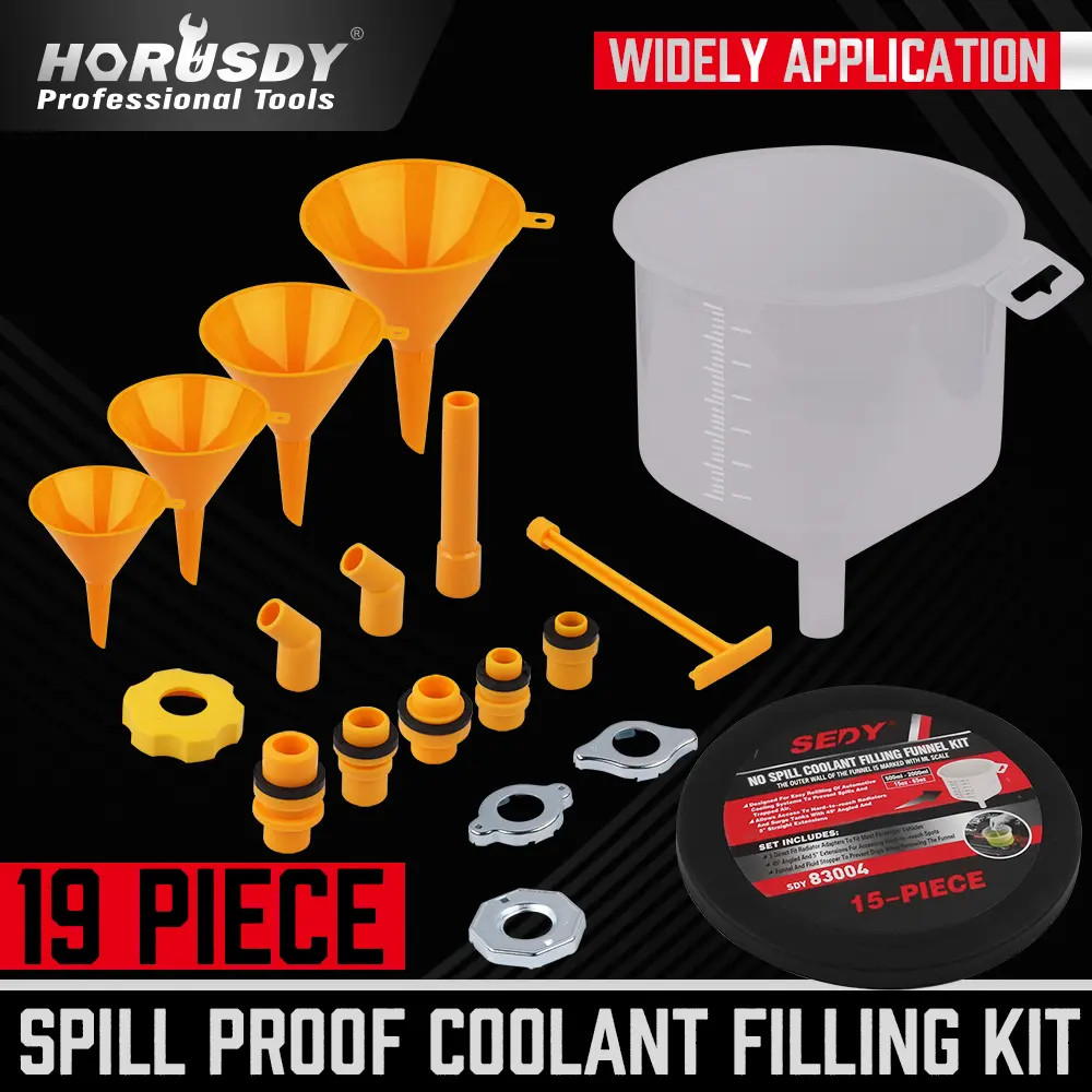 19-Spill Proof Radiator Coolant Filling Funnel Kit Car Auto Fluid Cooling System