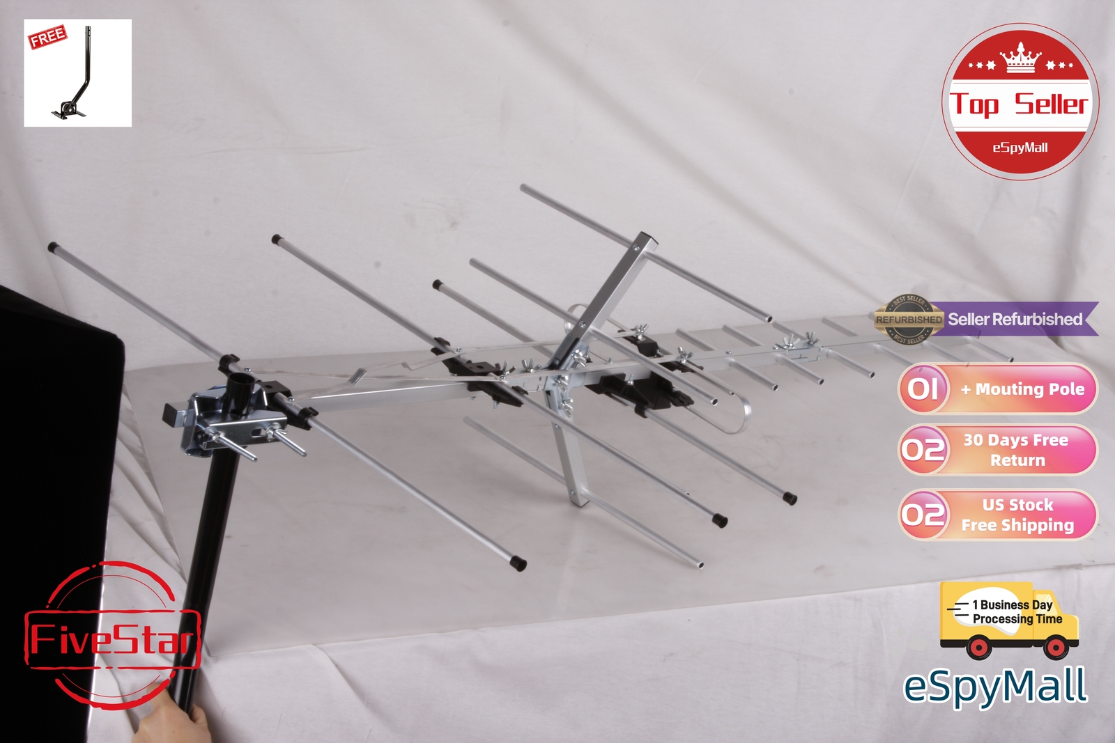 300 Mile Yagi Outdoor Digital TV Antenna for UHF VHF FM Crystal Clear Signal