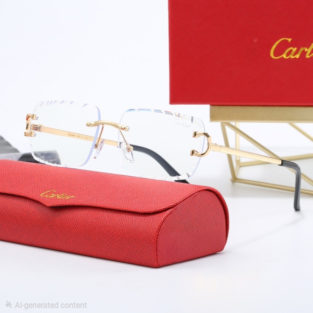 Big C Diamond Cut White/Transparent Lens & Gold Frame FREE SHIPPING🔥🇺🇸