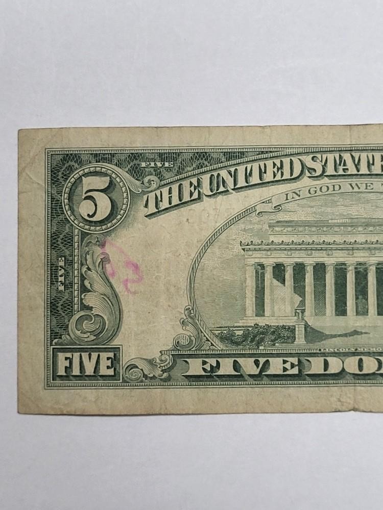 1963 RED Seal $5 United States Note CHEAP !!!