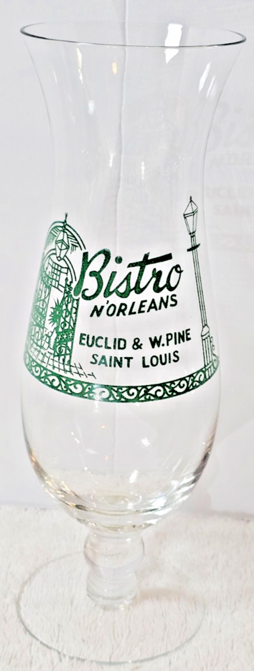 VTG Bistro N'Orleans Hurricane Glass 10” Hand Blown New Orleans Bar