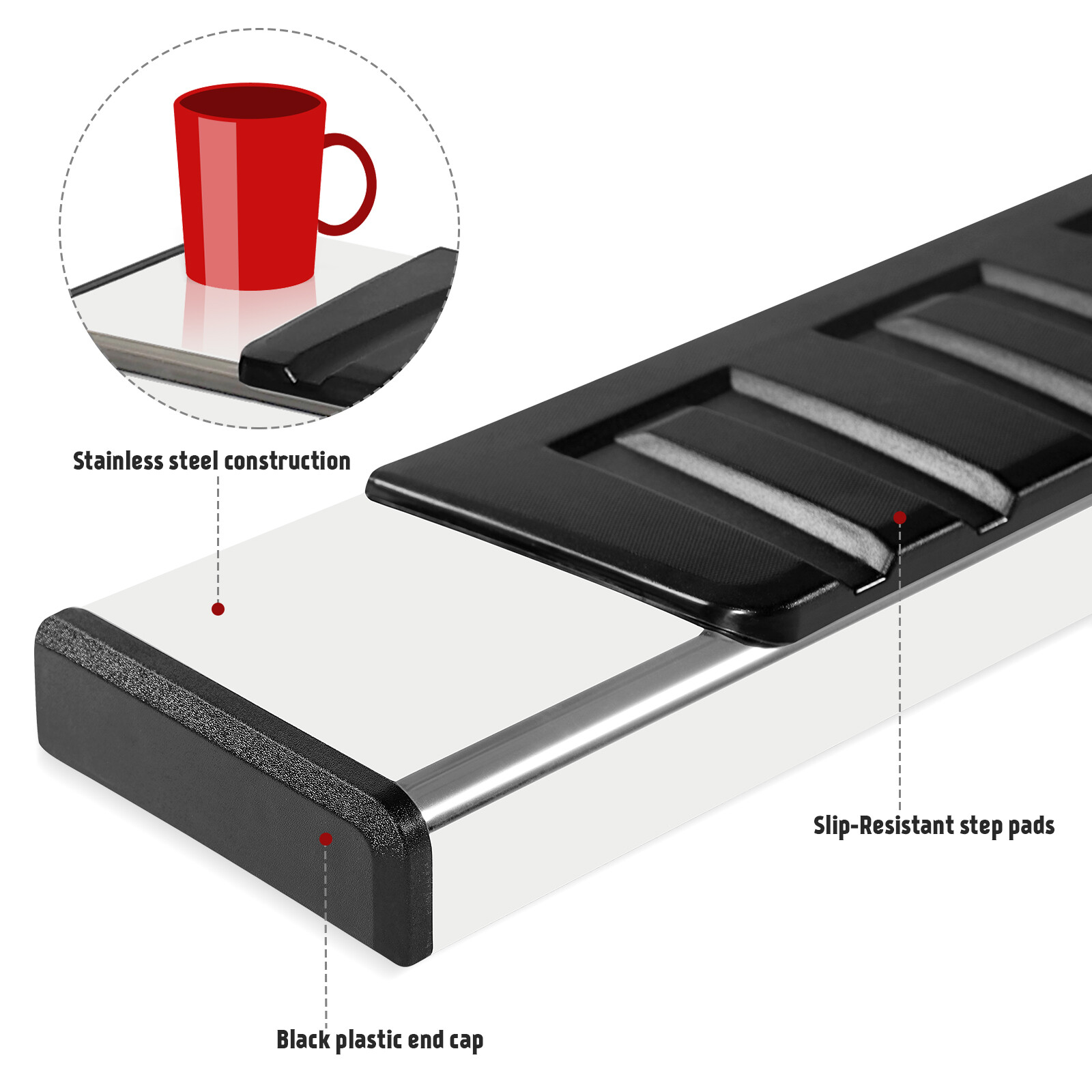 For 07-18 Chevy Silverado/GMC Sierra Crew Cab 6Ft Running Boards Side Step Bars