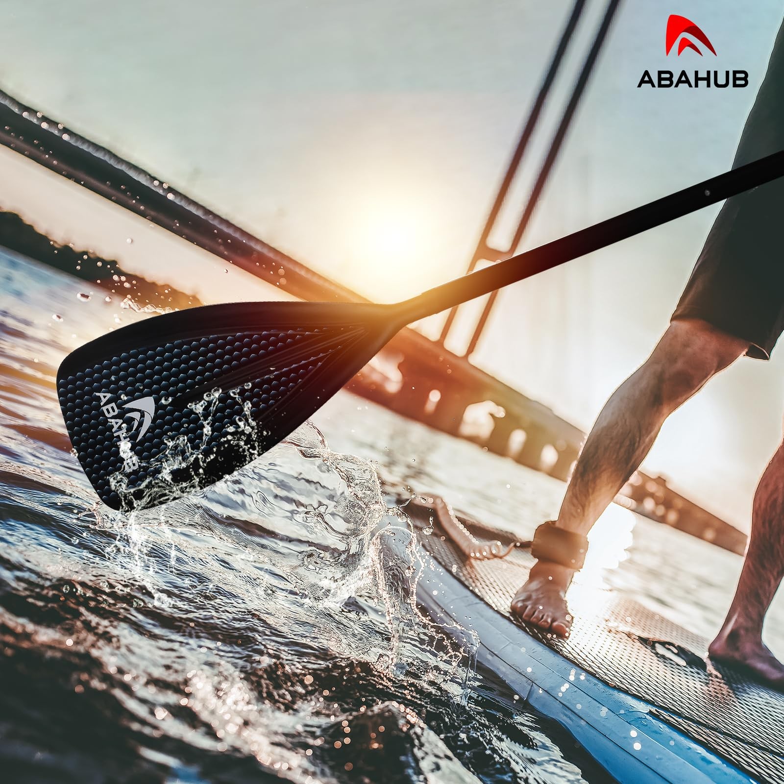 Abahub SUP Paddle 3-Piece Adjustable Lightweight Aluminum Alloy Paddleboard