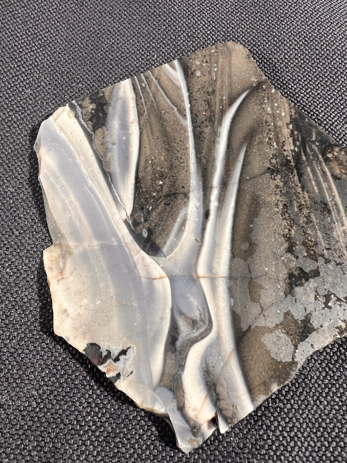 Sarape Jasper Slab 246.6g Mexico, beautiful white/blue/black shades, banded