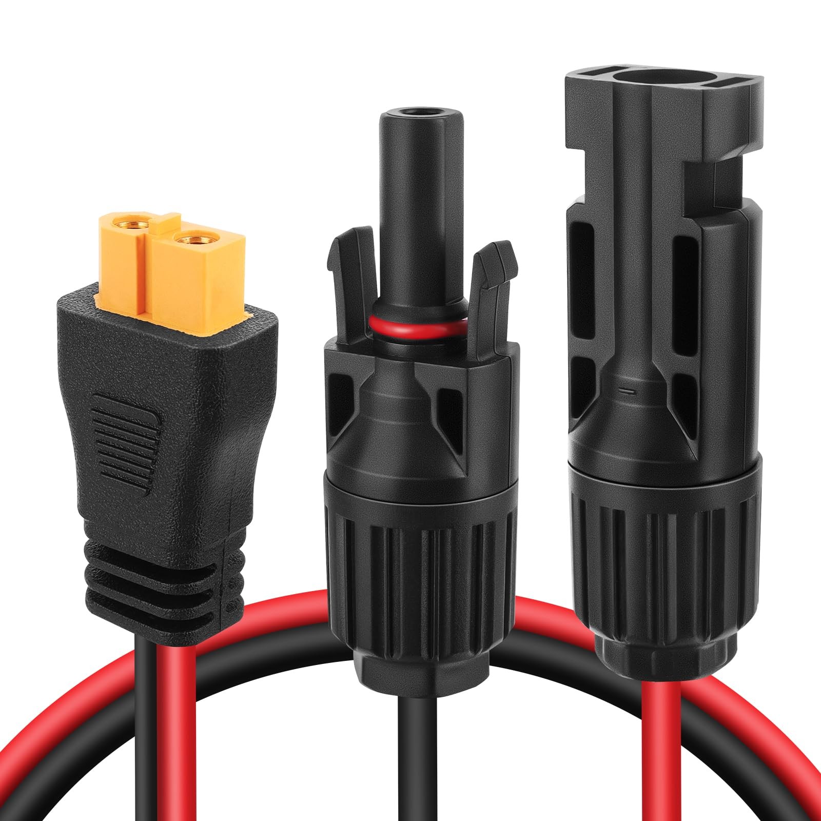 Solar to XT60 Extension Cable,12AWG/4mm² Panel Plug 2 FT, Black&Red