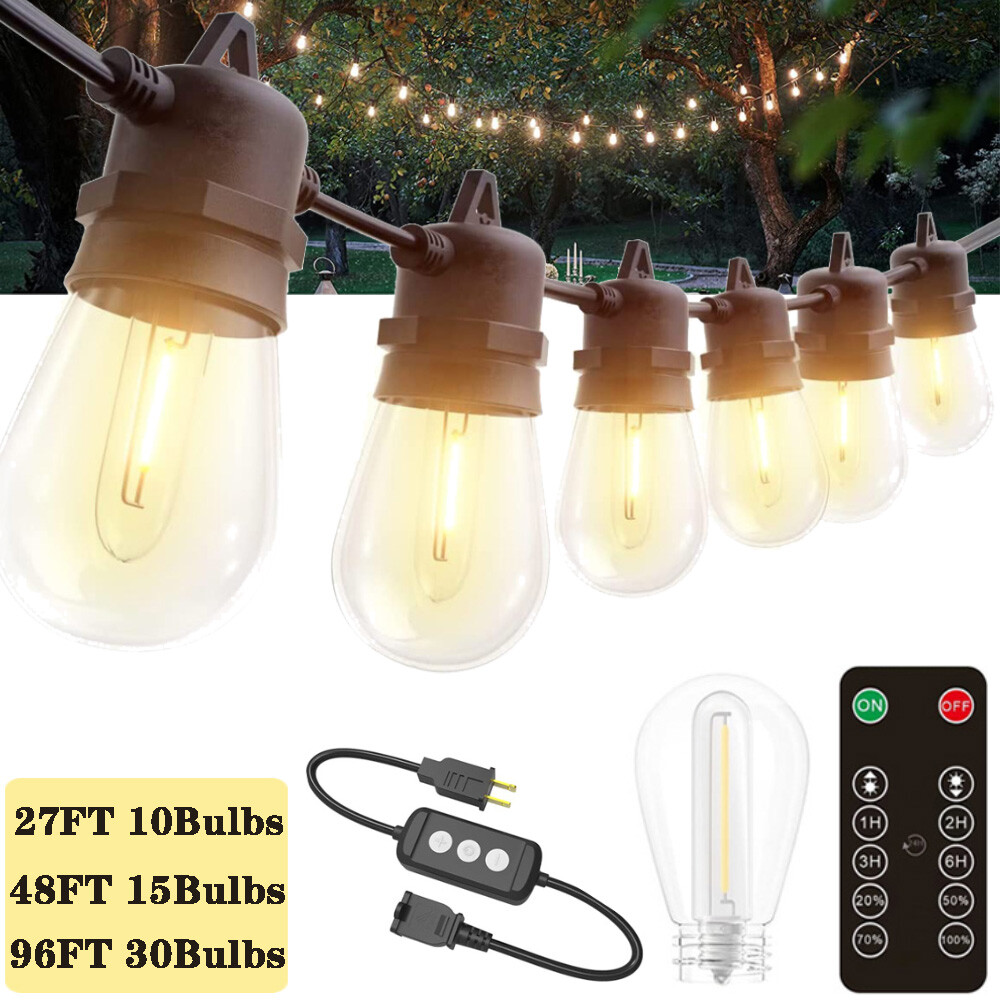 Outdoor String 27/48/96FT Lights LED Lights IP65 Connectable Patio Yard Garden