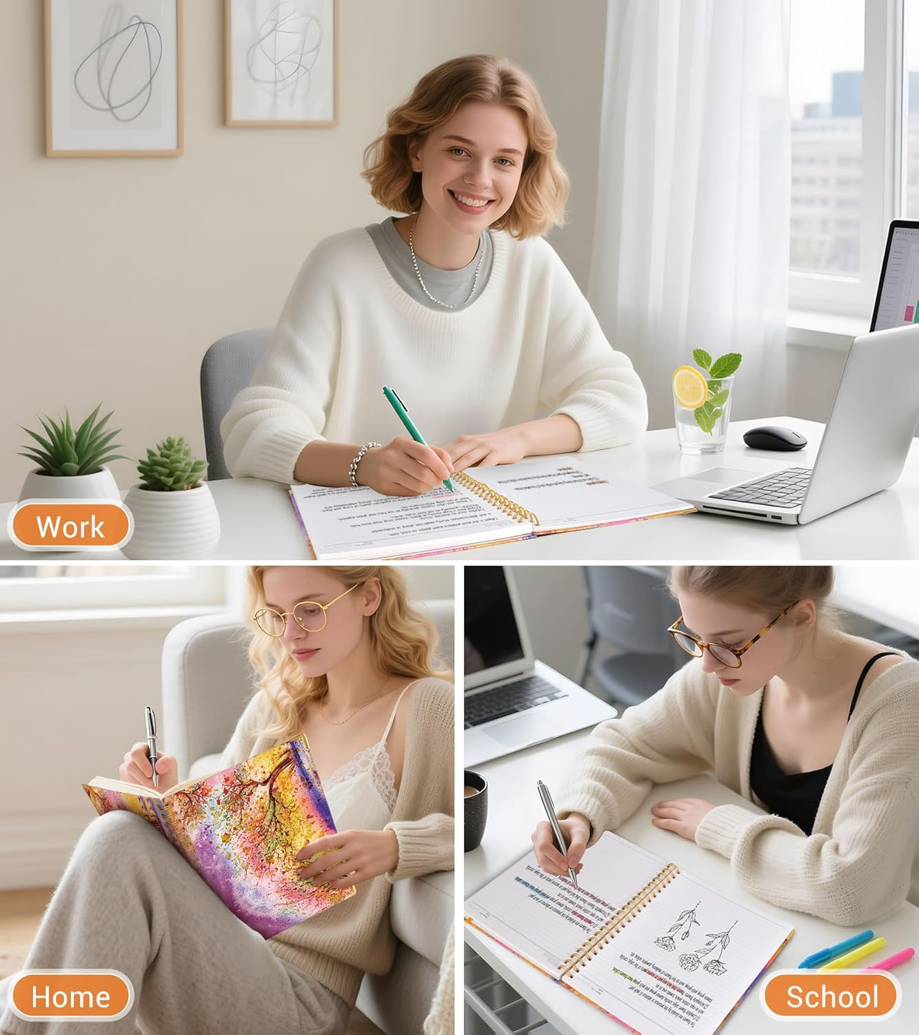 Lined Spiral Notebook Journal for Women, 150 Pages Cute Notebooks 5.75” X 8.38”,