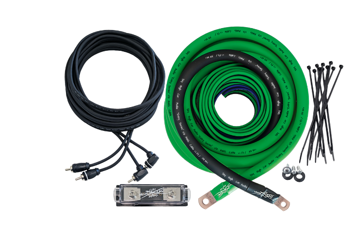 Sky High Car Audio CCA 1/0 E-Series Amp Kit BLUE