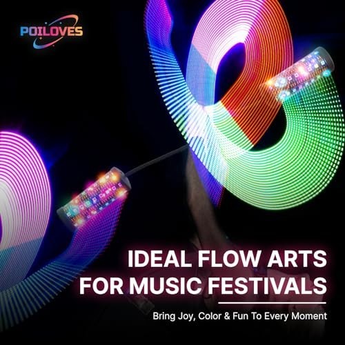 USB Rechargeable LED Poi Stick - 241 Light Modes, Customizable Colors for Rave &