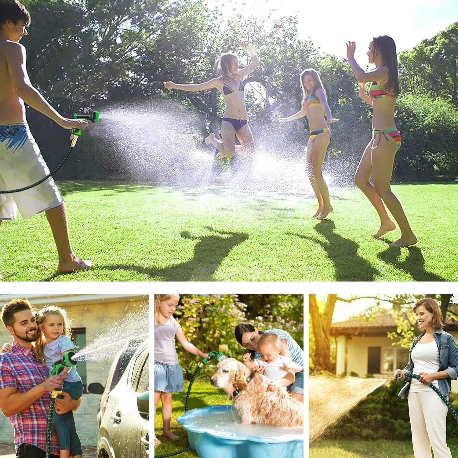 Expanding Expandable Flexible Garden Water Hose w Spray Nozzle 100ft