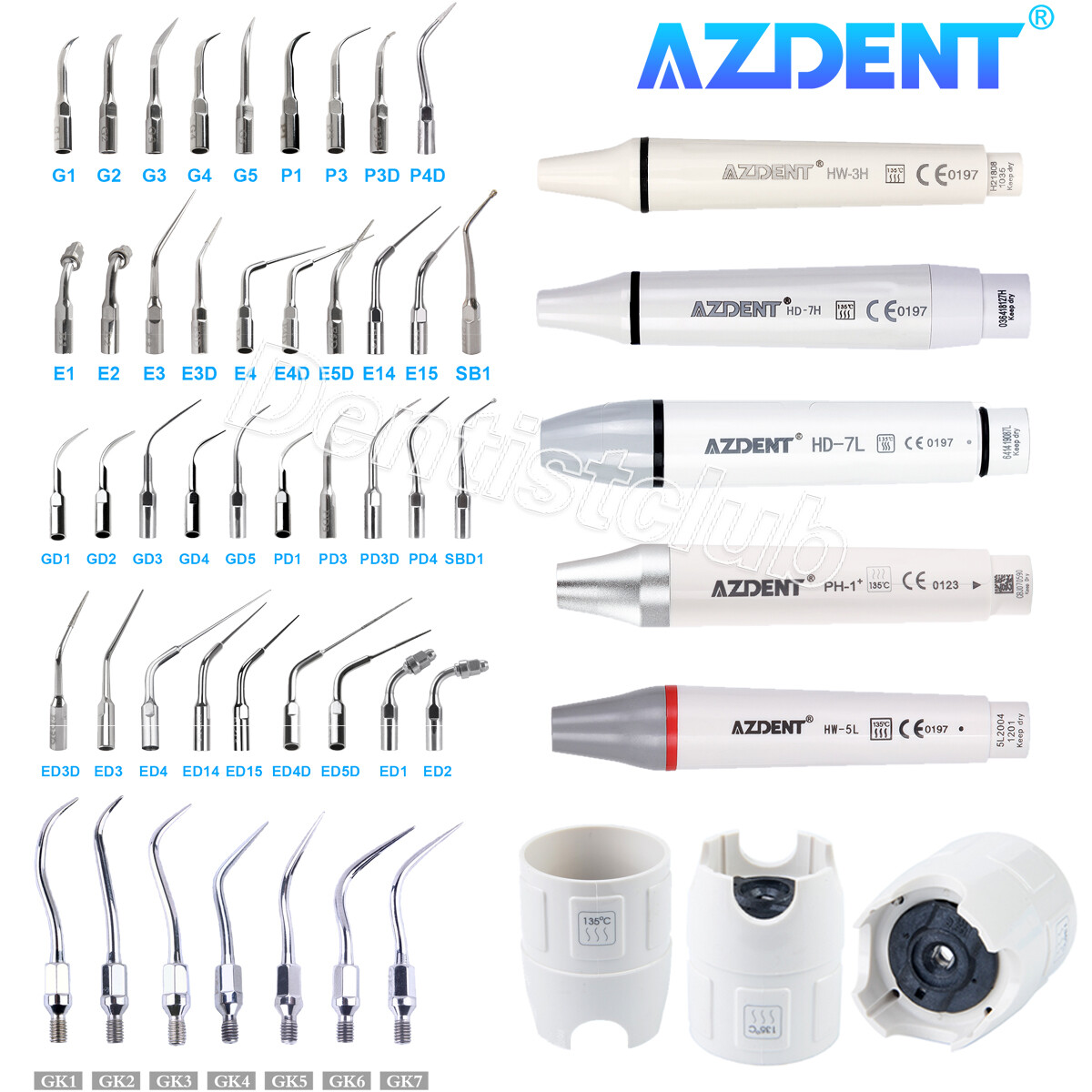 Dental Ultrasonic Scaler Handpiece/Tips/Wrench/fit EMS Woodpecker/DTE/SATELEC