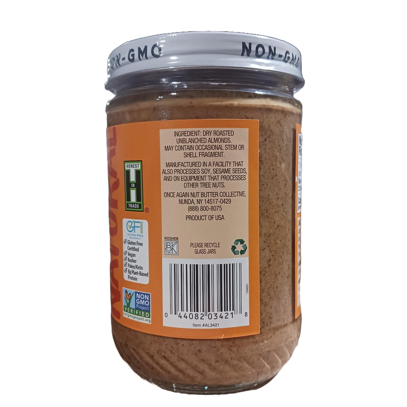 Once Again Almond Butter, Crunchy Natural 16 ounce jar