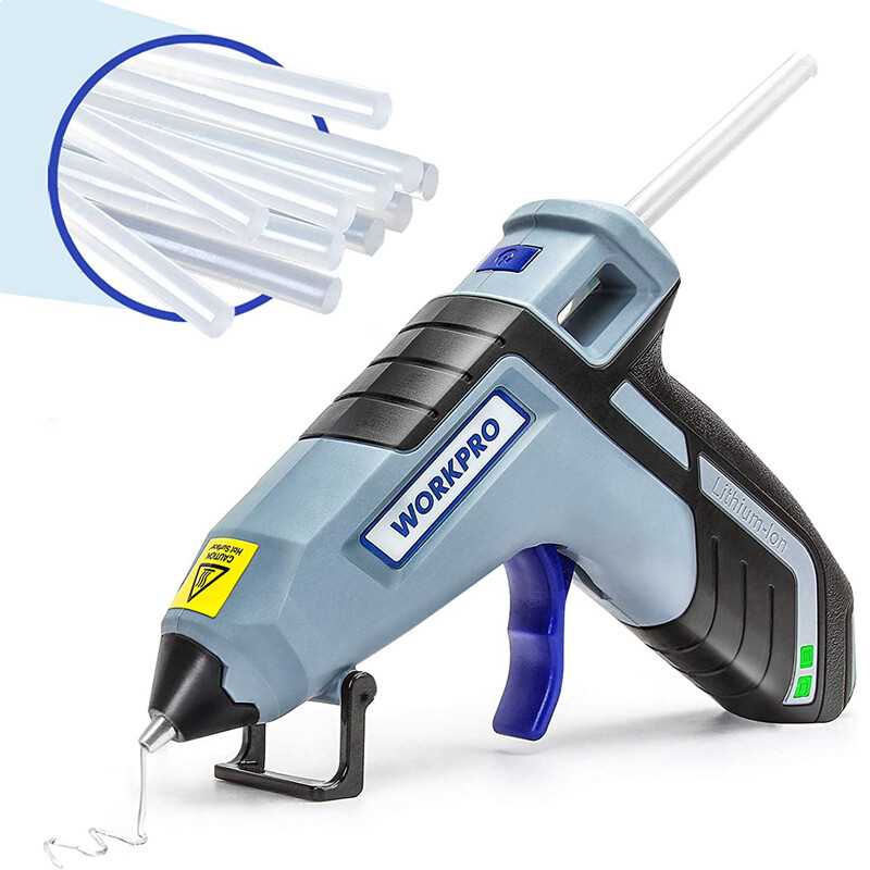WORKPRO Cordless Mini Hot Glue Gun Fast Preheating Glue Gun Kit w/20 PCS Sticks