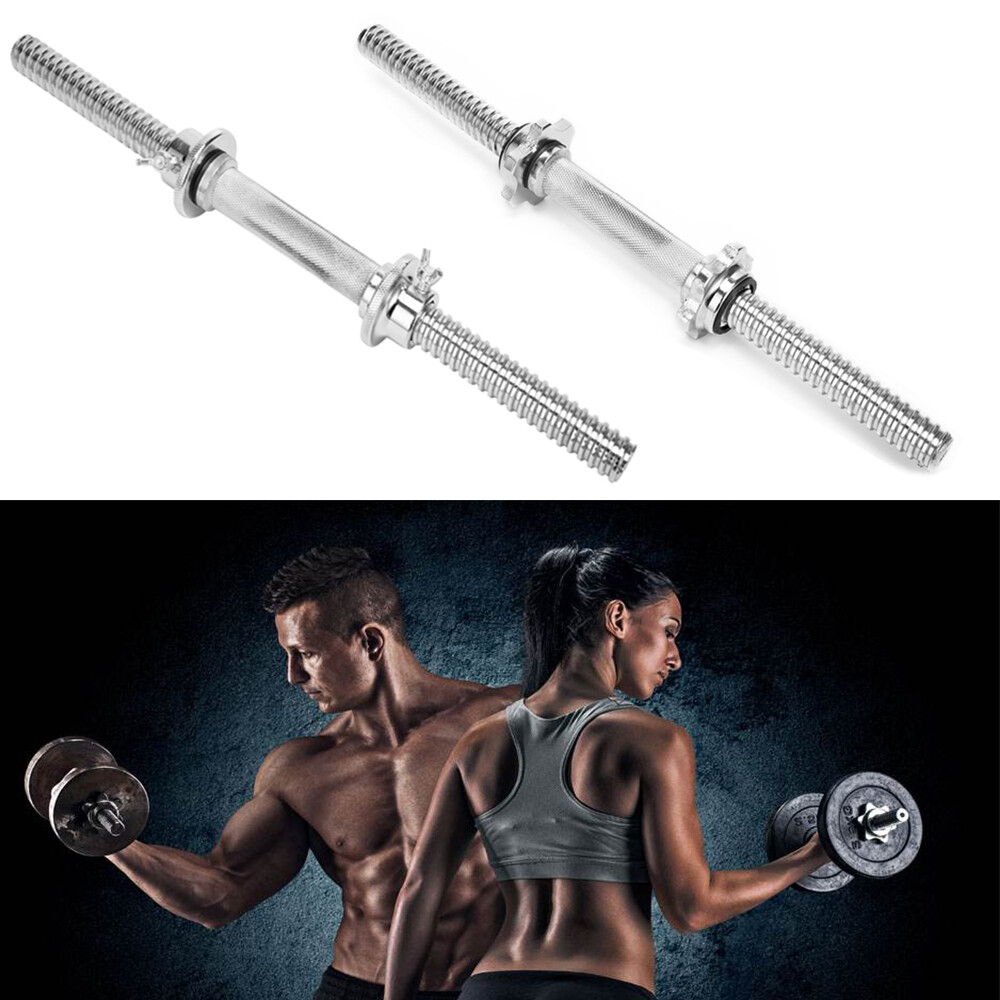 Dumbbell Bars Set Handles Gym Weight Lifting Collars Metal Dumbell Chrome