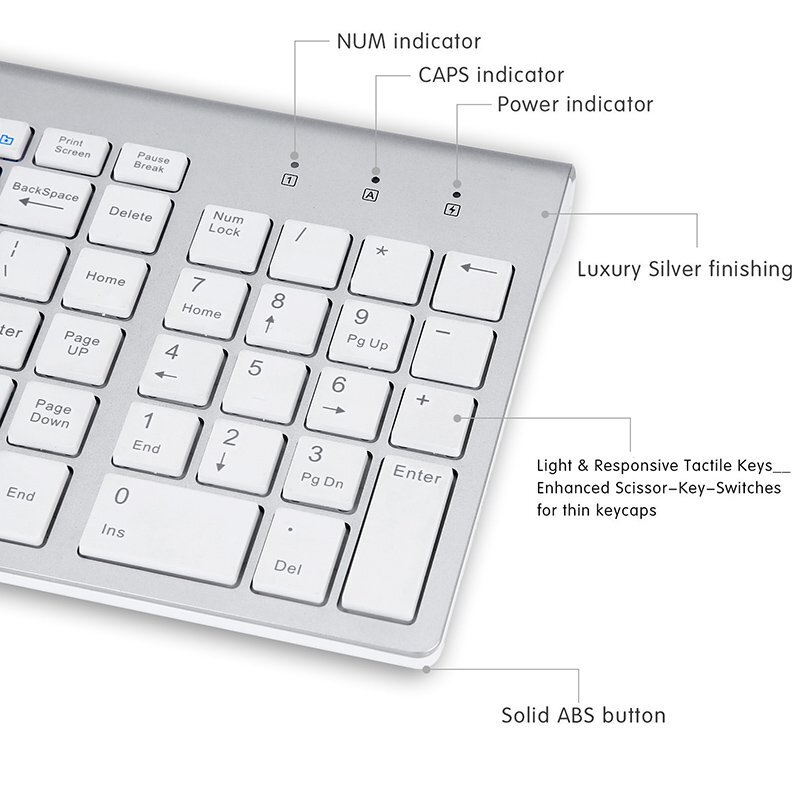 2.4G Wireless Keyboard Mouse Bundles For Apple iMac And PC Laptop Full Size Slim