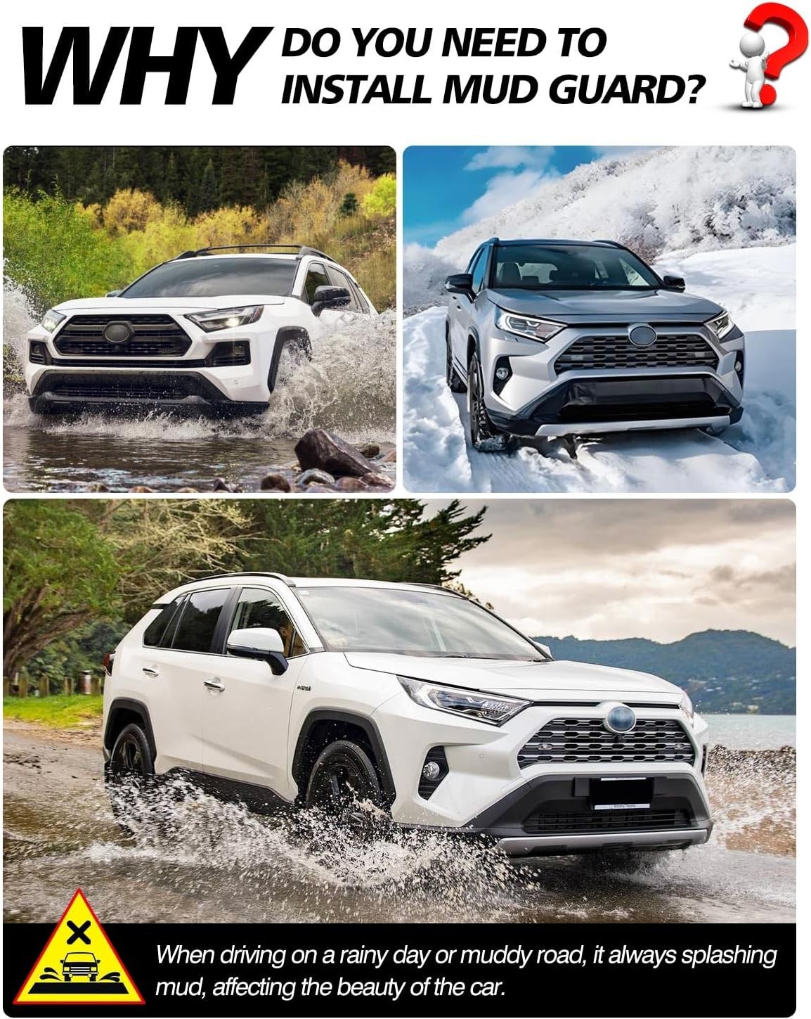 Powerty Custom Fit for Mud Flaps Toyota RAV4 2025 2024 2023 2022 2021 2020 2019