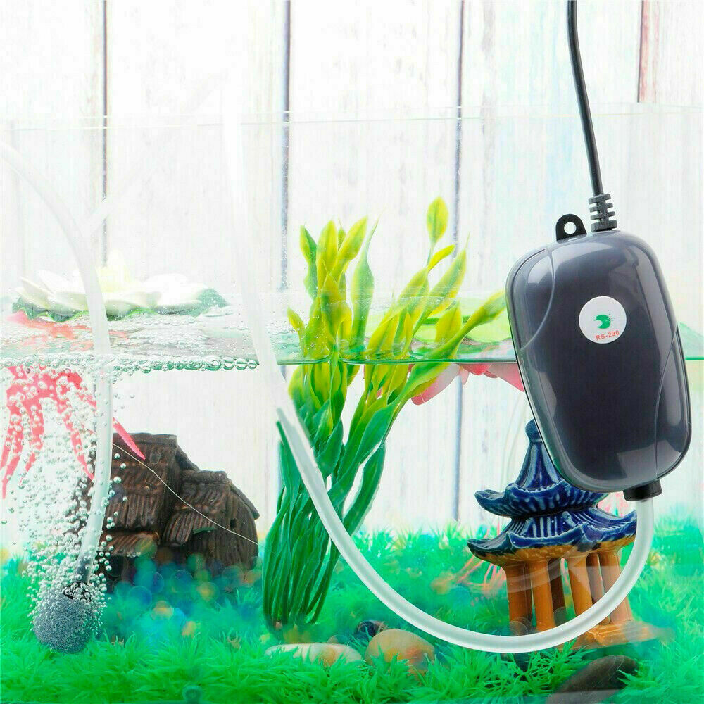 Silent Air Pump Aquarium Fish Tank Pumps Hydroponic Oxygen 2 Outlets Bubble Tube
