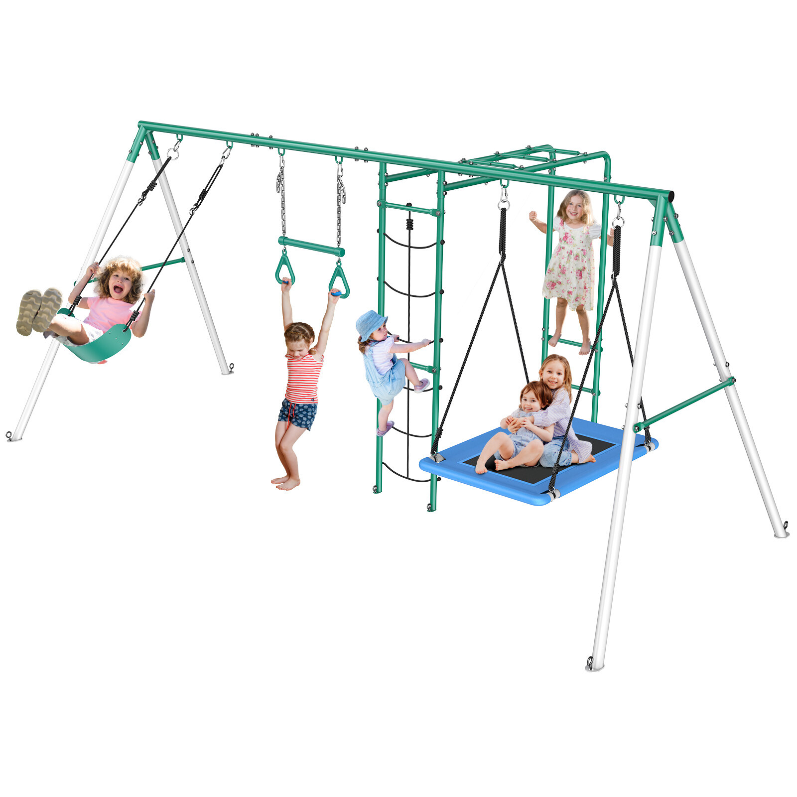 550lbs Metal Swing Set for Kids Playground Set Outdoor Backyard Play Heavy Duty