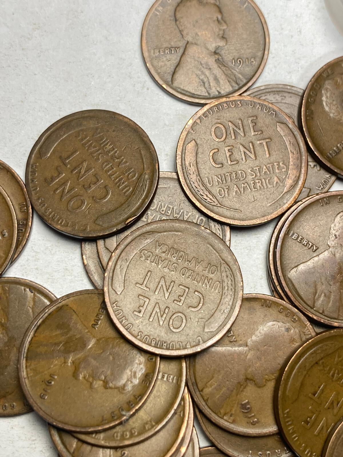 1915 (P) LINCOLN WHEAT CENT ROLL, 50 coins, G/VG condition