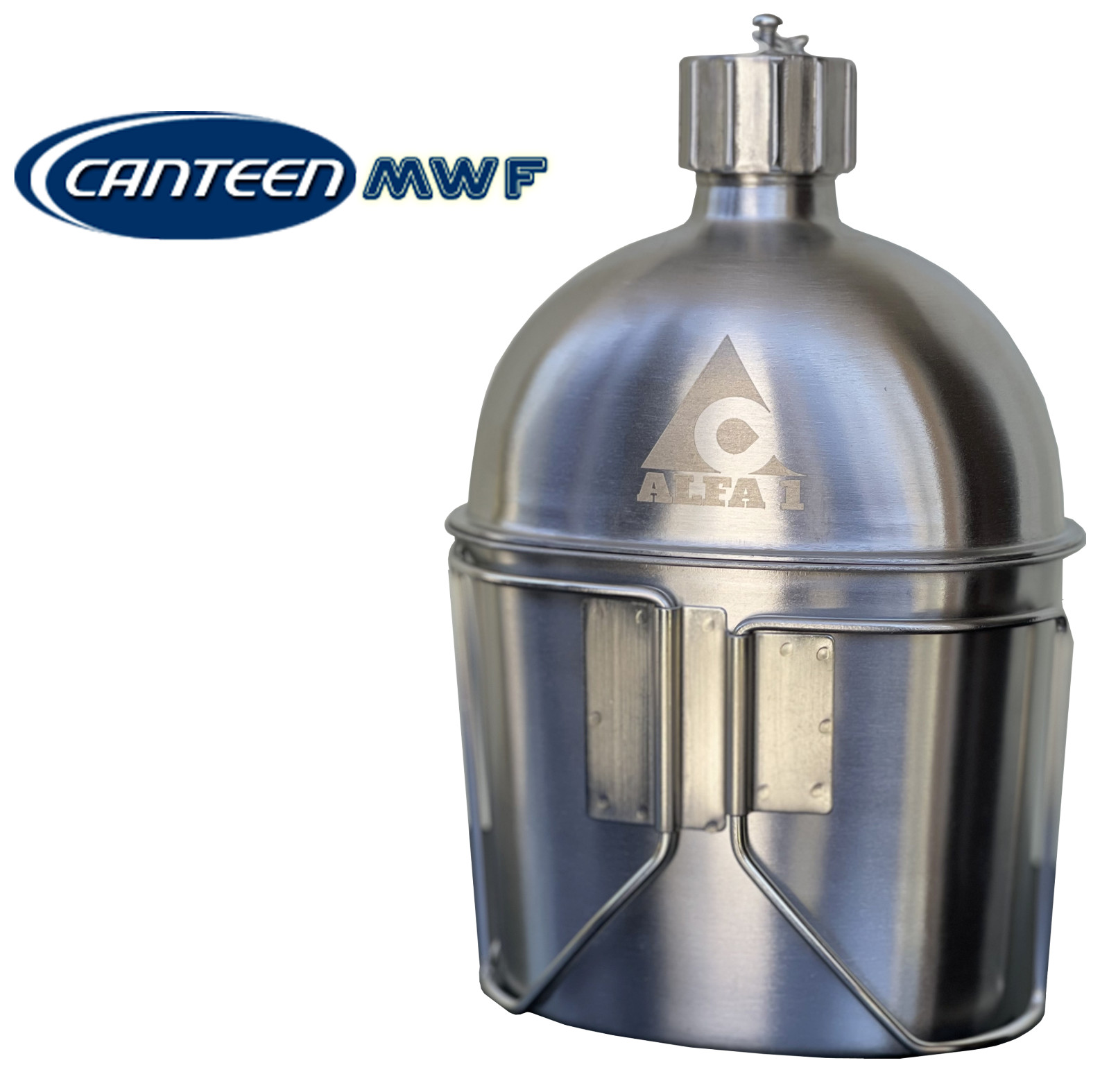 ALFA1 Military Stainless Steel Canteen & Kidney Style Cup