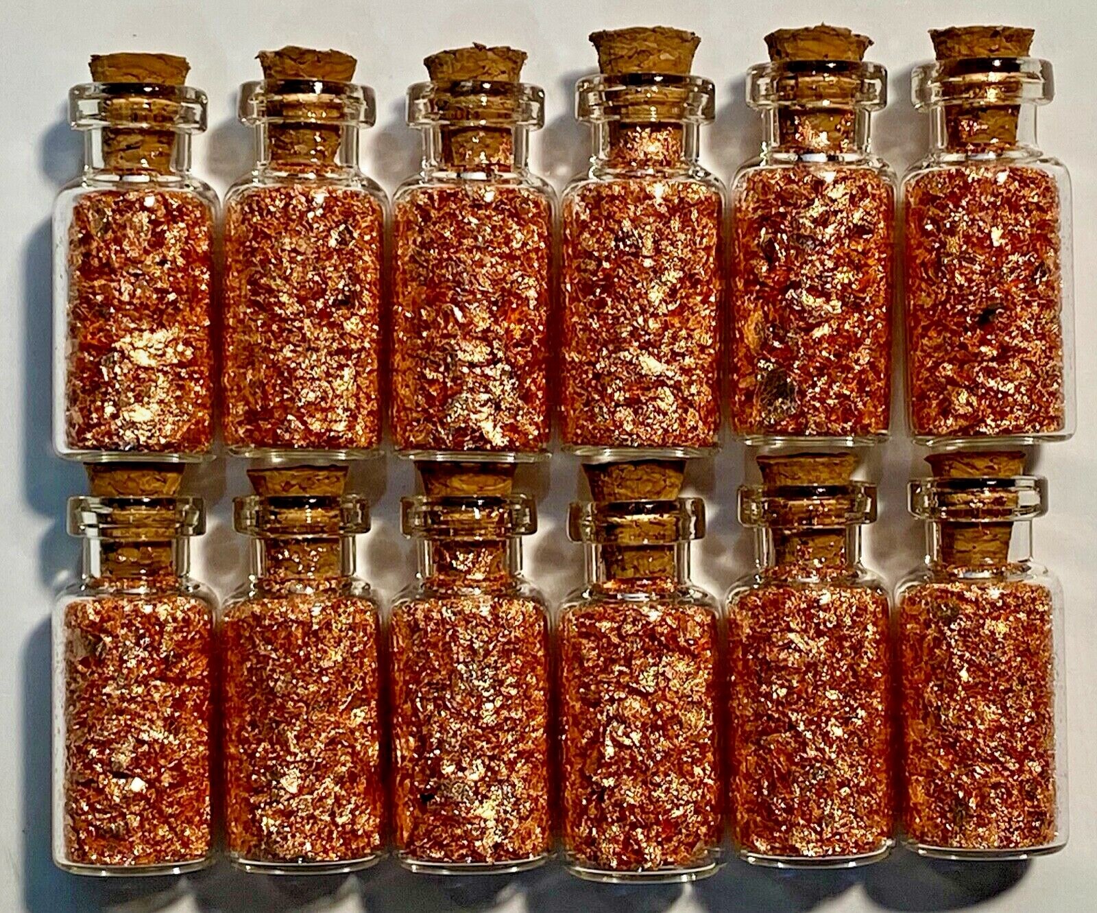 12 Bottles of Real Copper Flakes ...Large ... Lowest price on the Net
