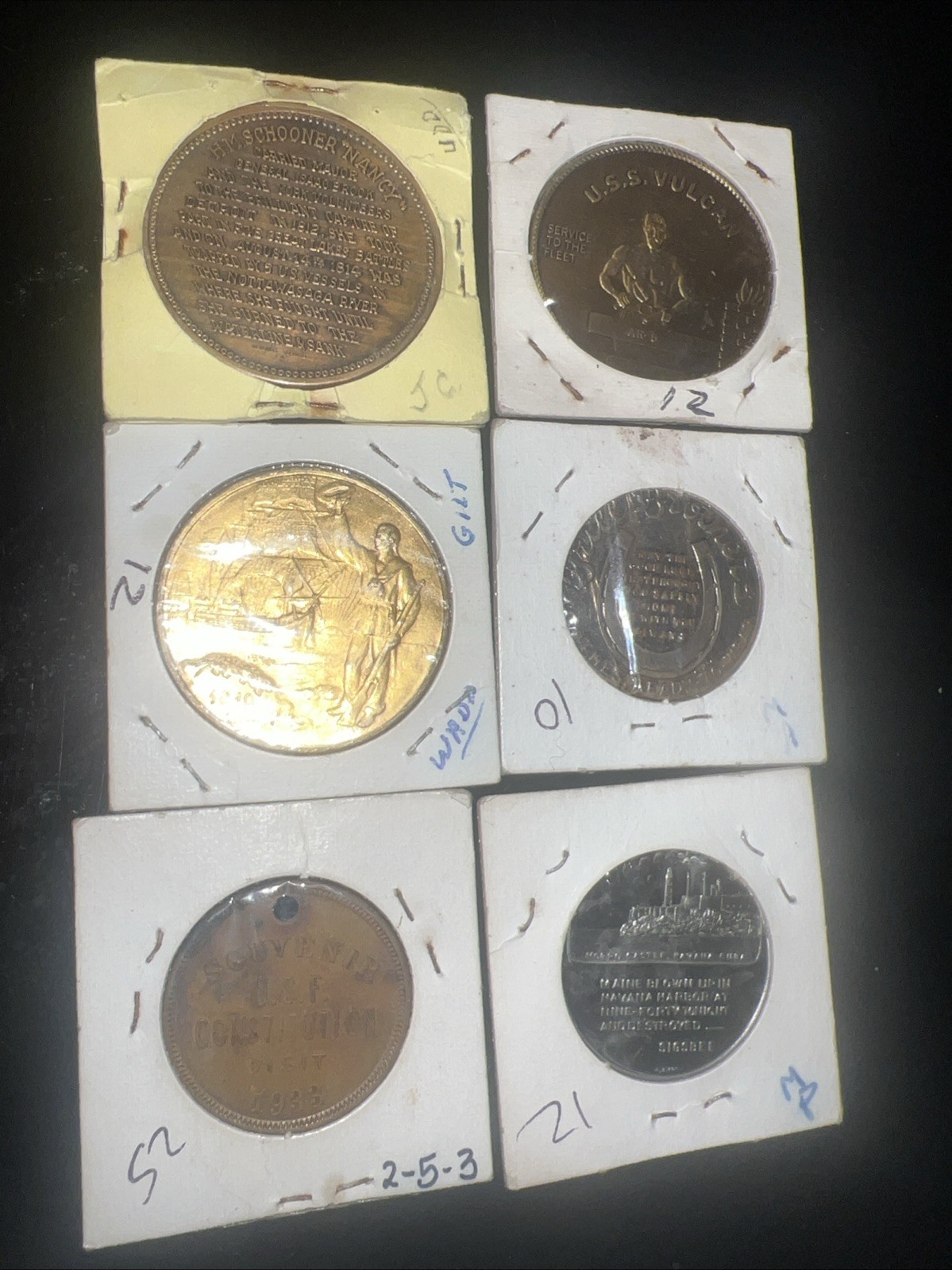 6 Vintage Ship Boat Battleship Military Medal Token Souvenir Free Shipping