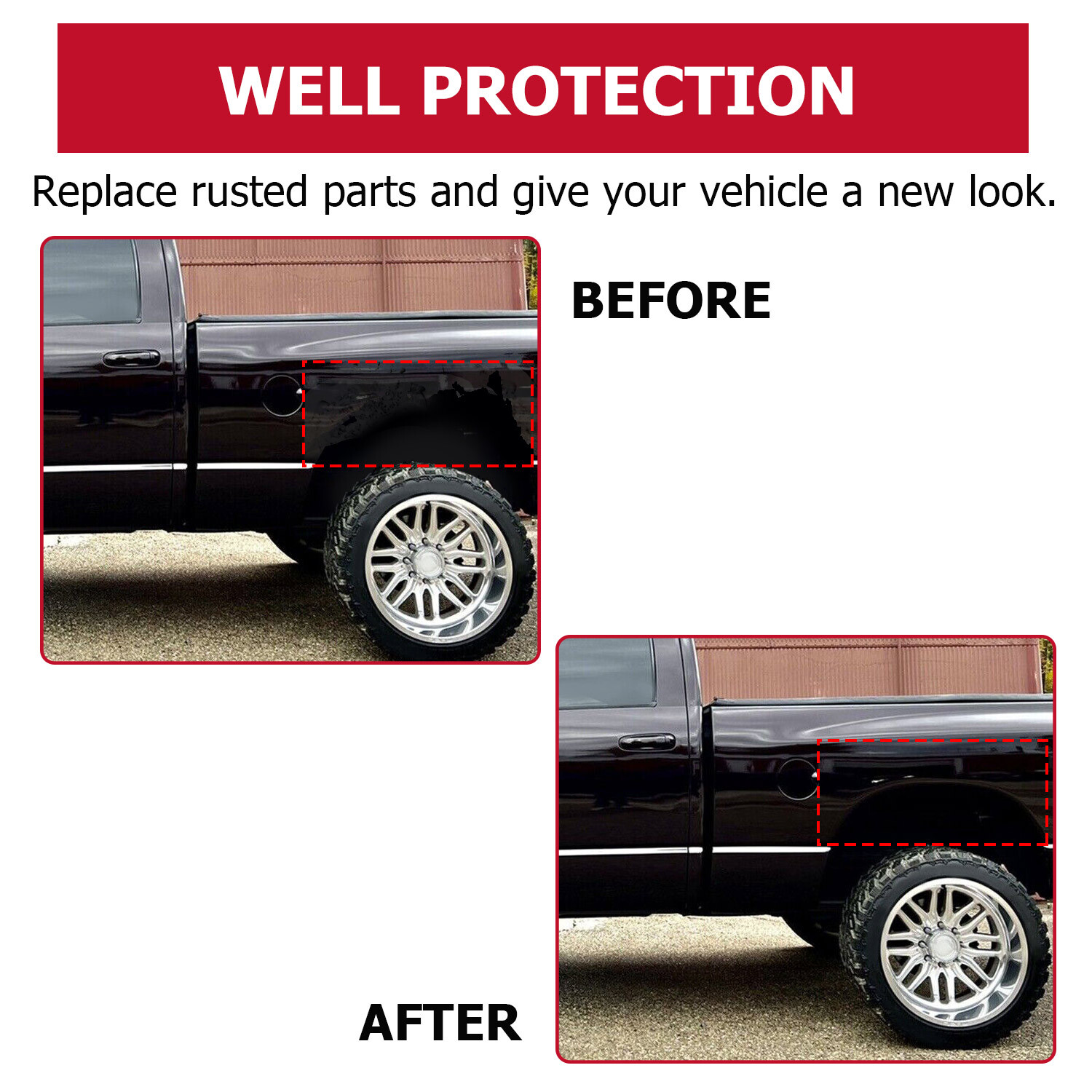 Wheel Arch Repair Rear Upper Patch Panel Pair For 02-09 Dodge Ram 1500 2500 3500