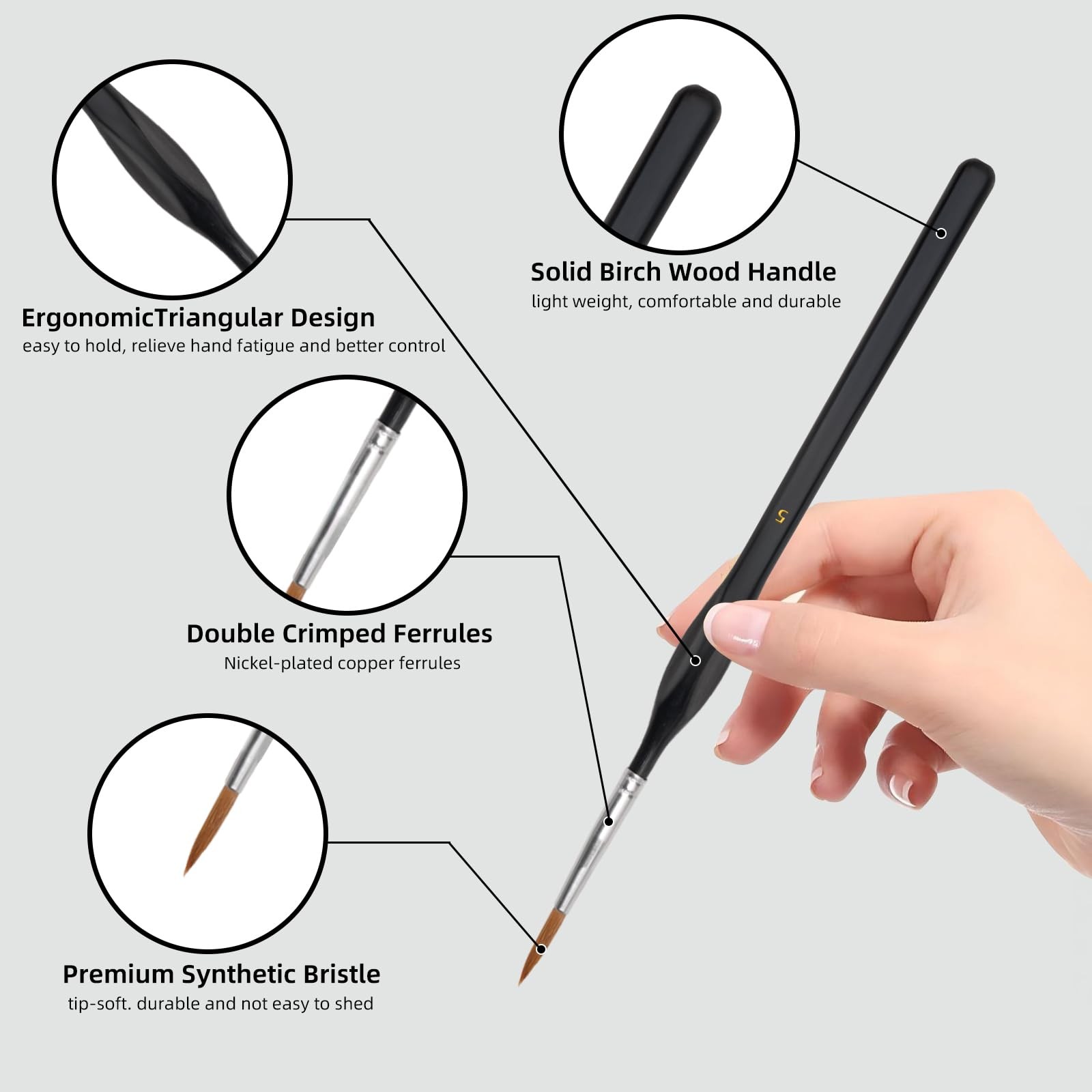 Professional 11-Piece Fine Detail Paint Brush Set for Artists and Hobbyists