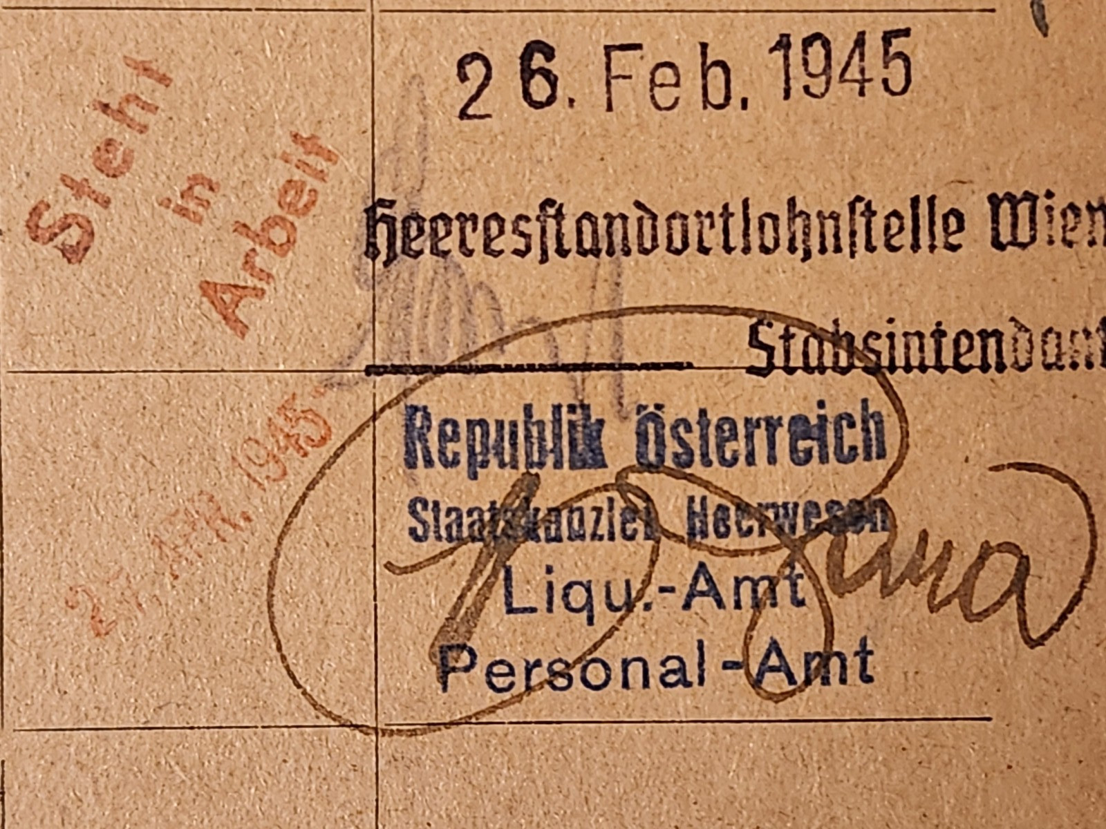 WW2 Germany. Replacement card for workbook, 1941-45..