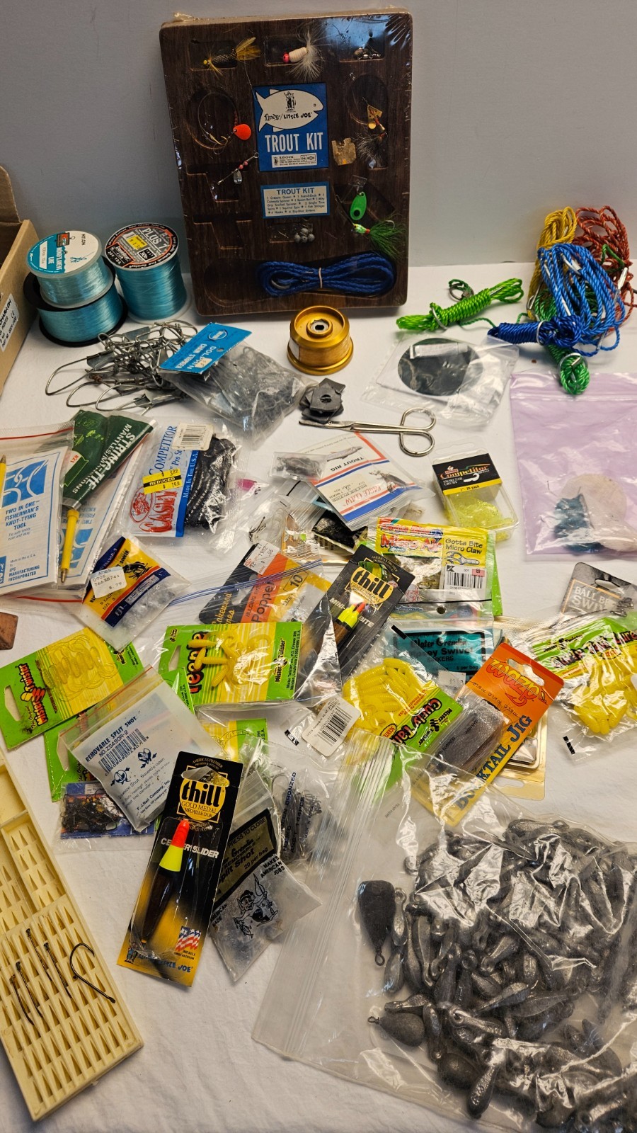 New/Used Large Lot Fishing Accessories Lures, Lines, Bobbers, Weights, Hooks