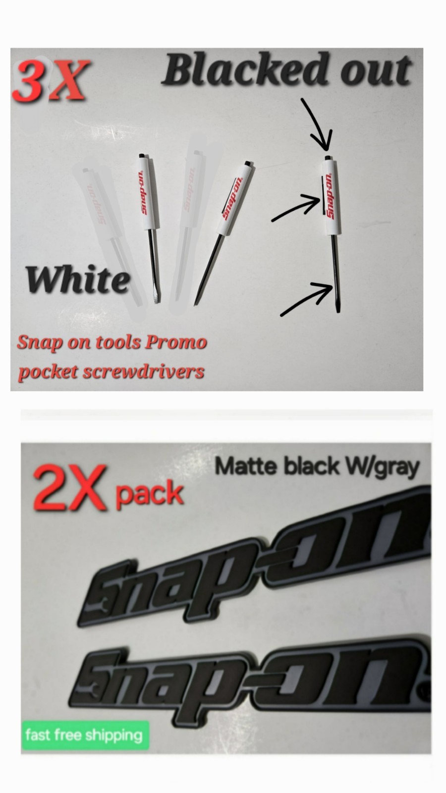 2PK SNAP ON TOOL BOX LOGO EMBLEM MATTE BLACK Plastic Badge Decal 8"+3 BLKOUT DRV