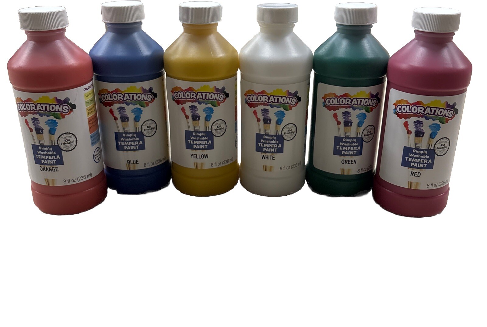 Colorations Washable Tempera Paint, Set of 6 Colors, 8oz Each Pack Of 6