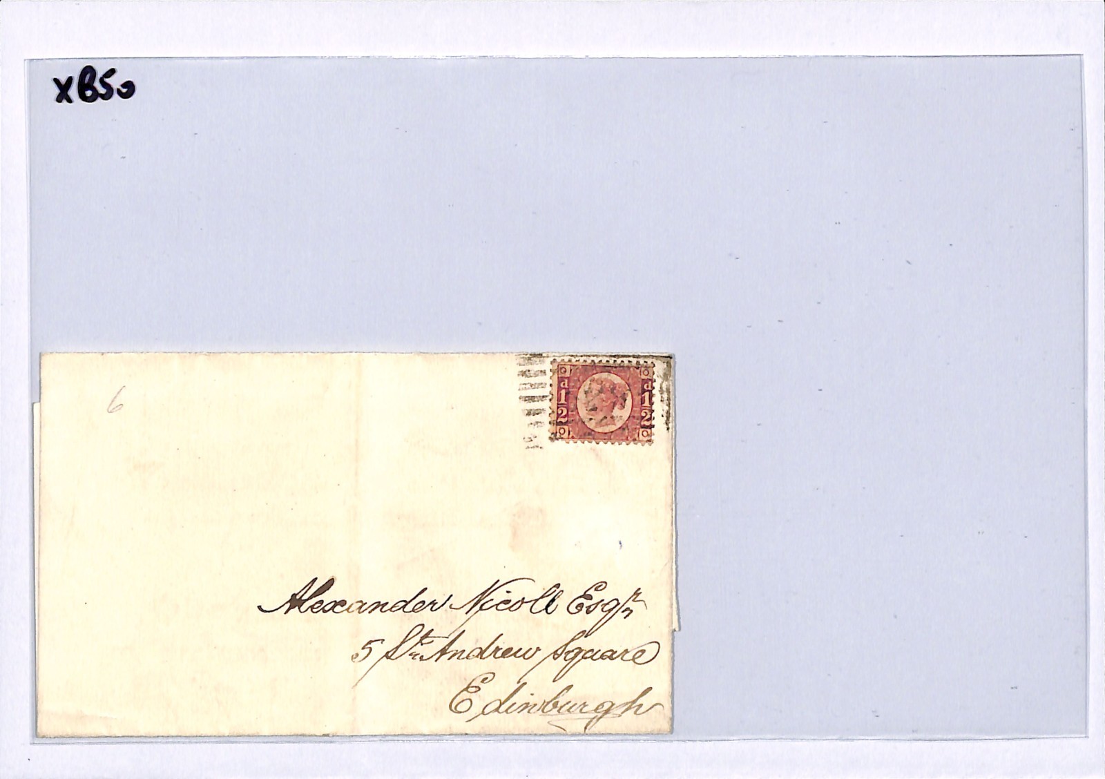 GB QV BANTAM ½d Plate 6 (OO) Cover *TRANENT* Haddington 1875 Edinr Scotland XB50
