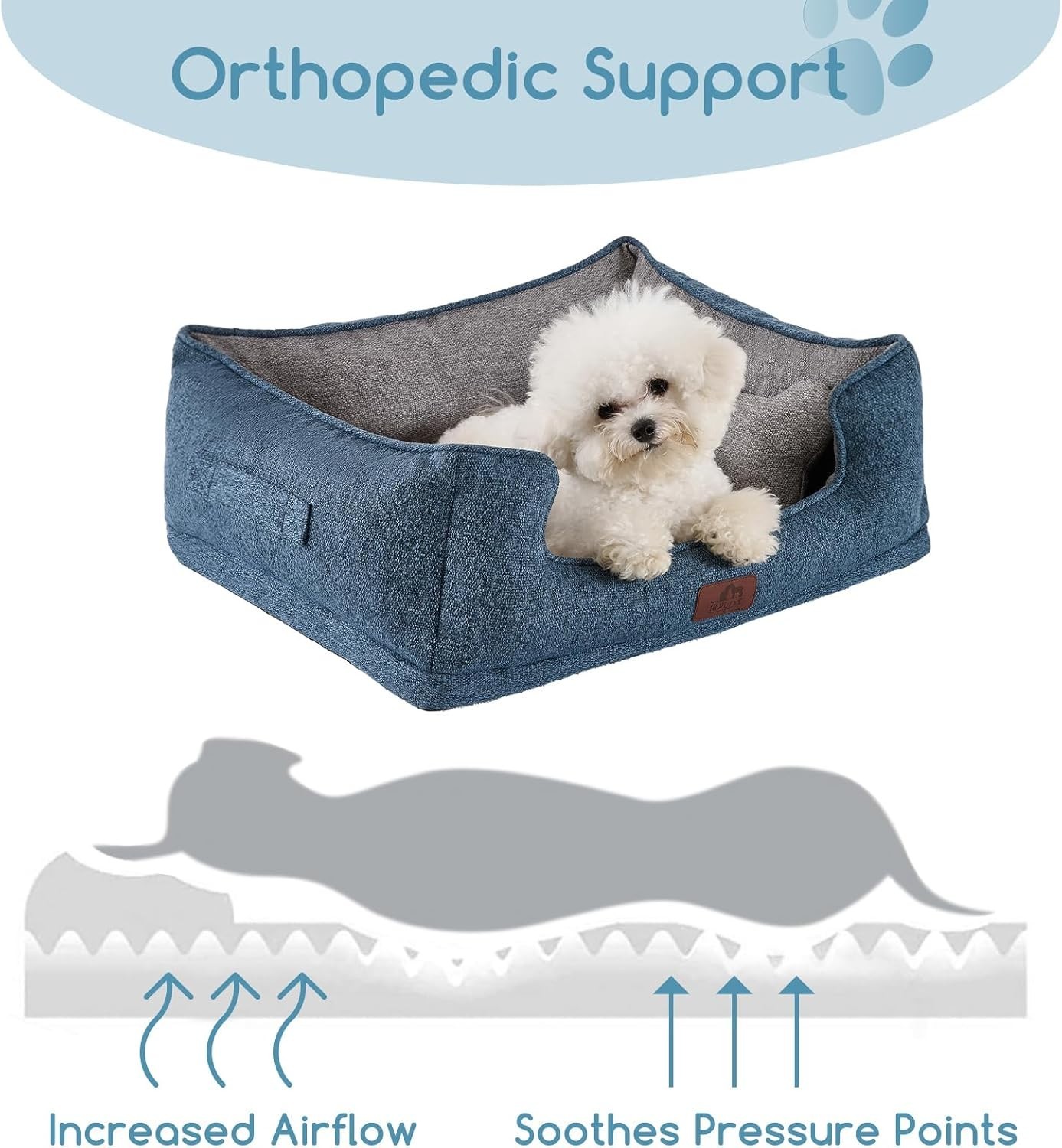 Dog Bed for Large Medium Small Dogs/Puppy, Rectangle Washable, Orthopedic, Soft