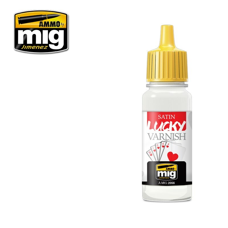 AMMO of Mig Jimenez Acrylic - Lucky Varnish - Satin select size 17ml or 60ml